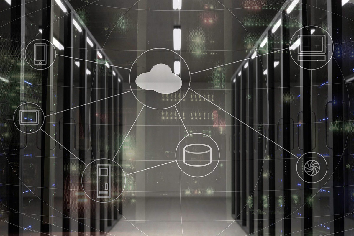 Network infrastructure with connected server cabling